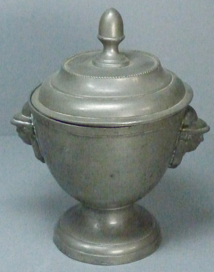 Pewter - Antique Pewter Sugar Bowl with Figural Handles - Peggy McClard ...